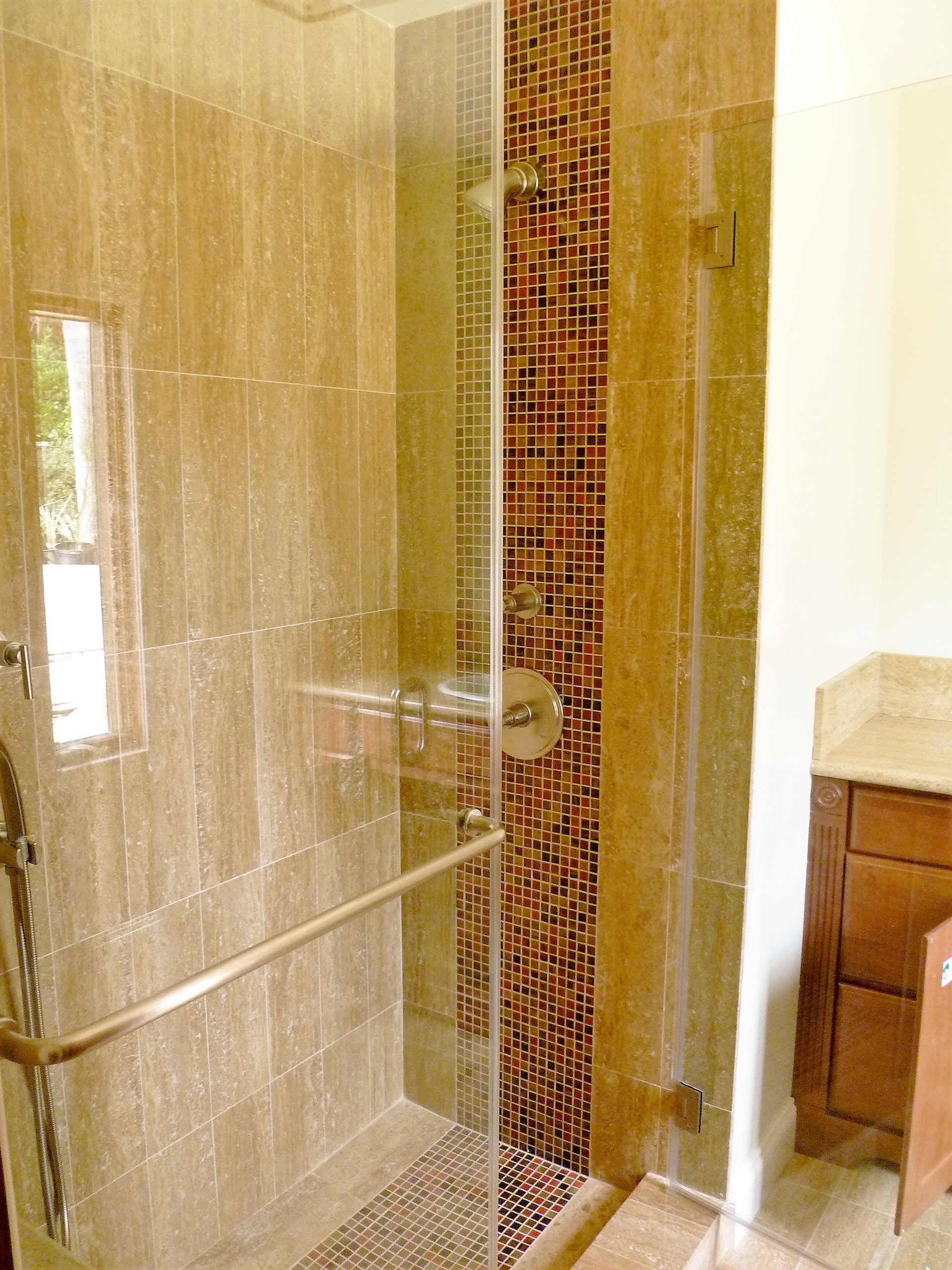 custom shower design, mosaic