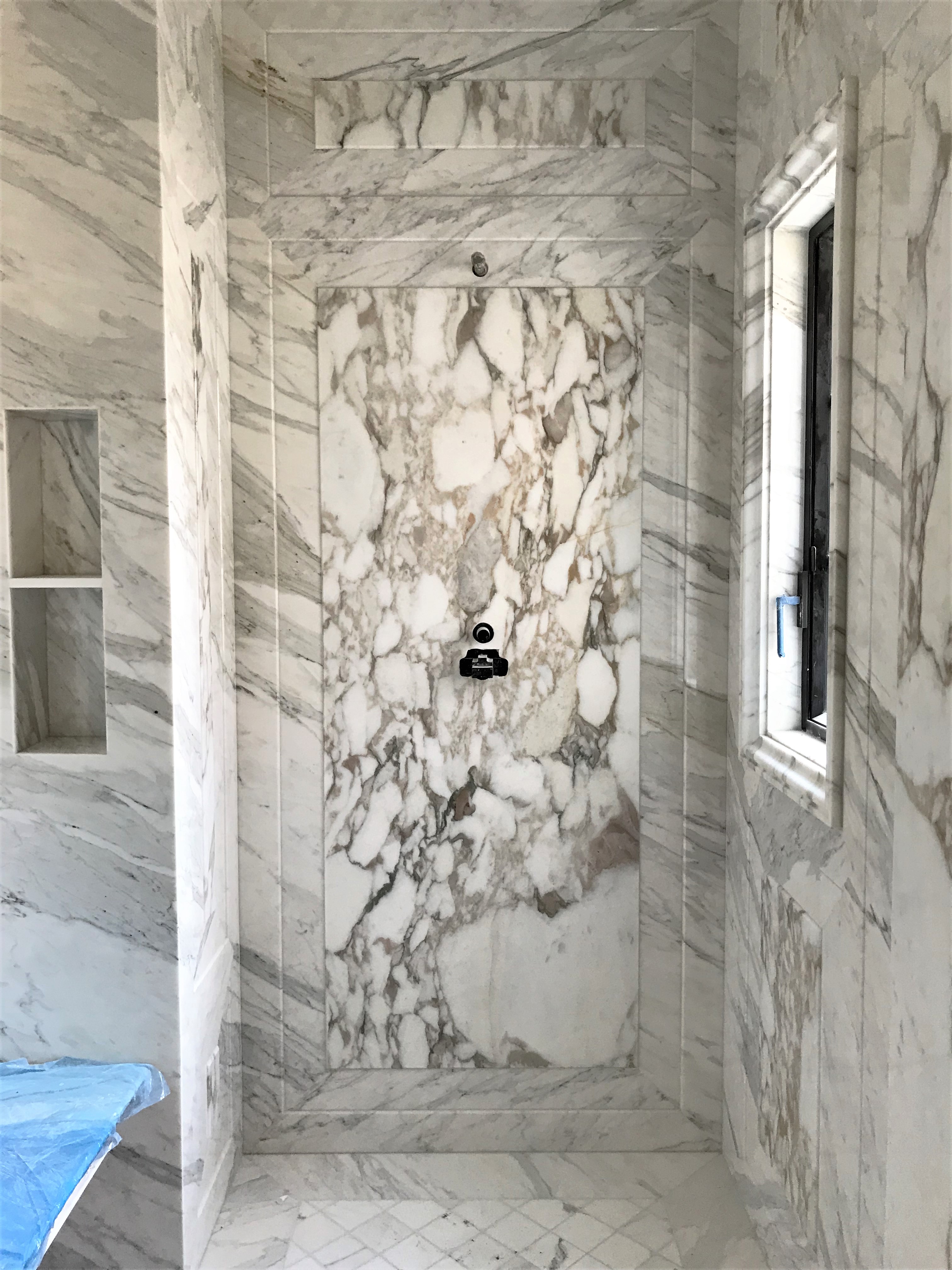 shower custom design, slab