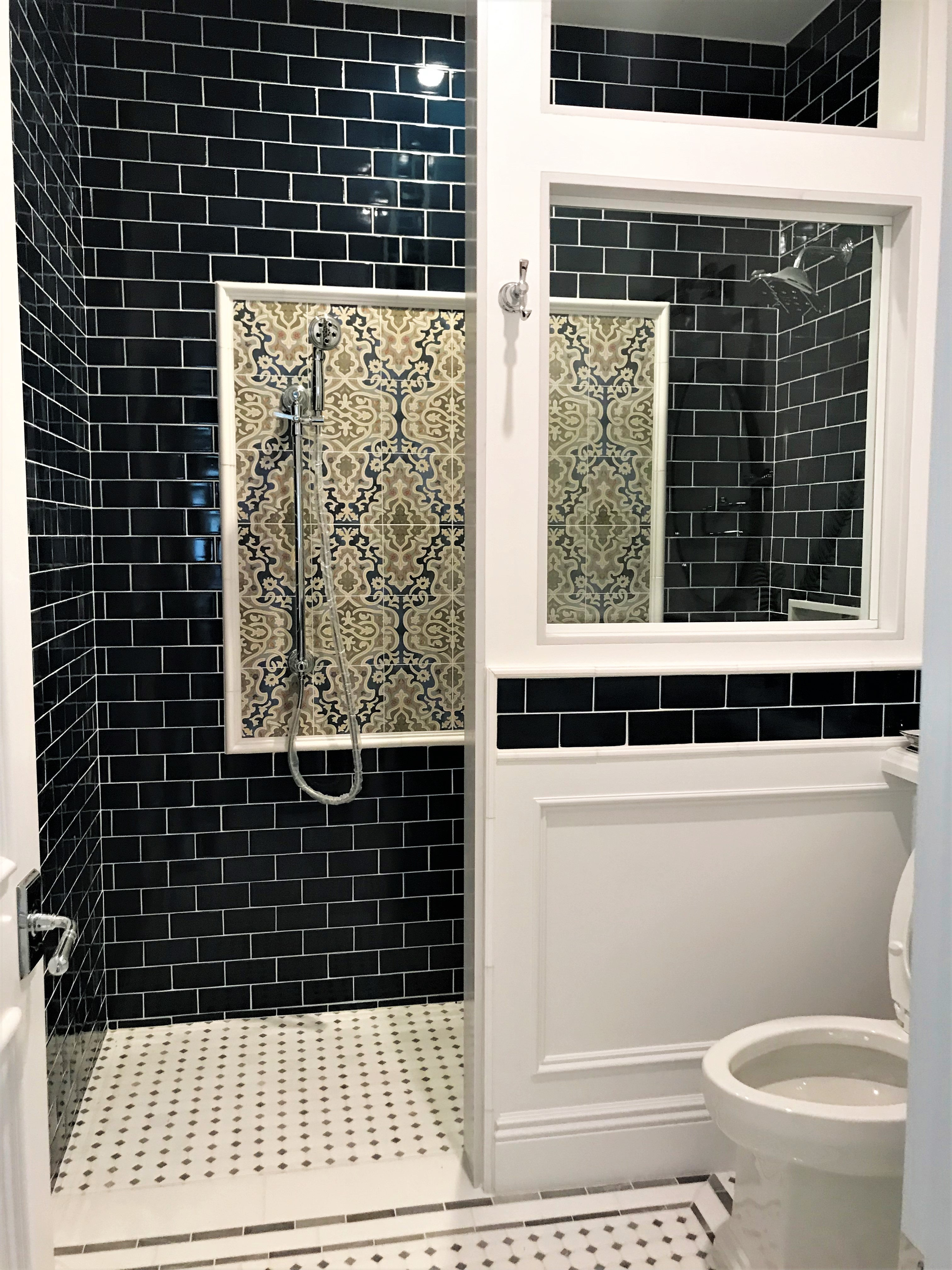 shower wall, custom design, mosaic