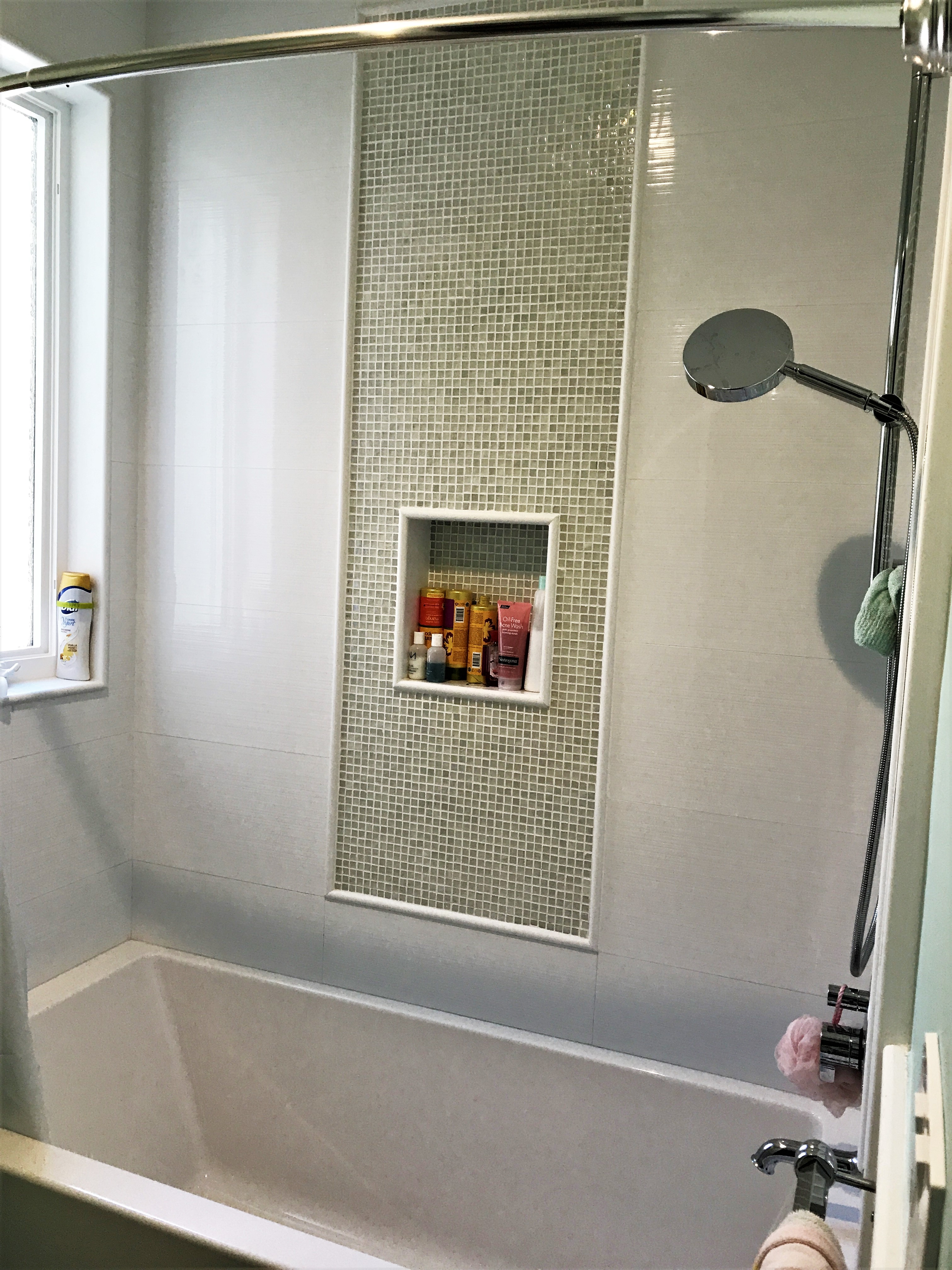 custom shower design, mosaic