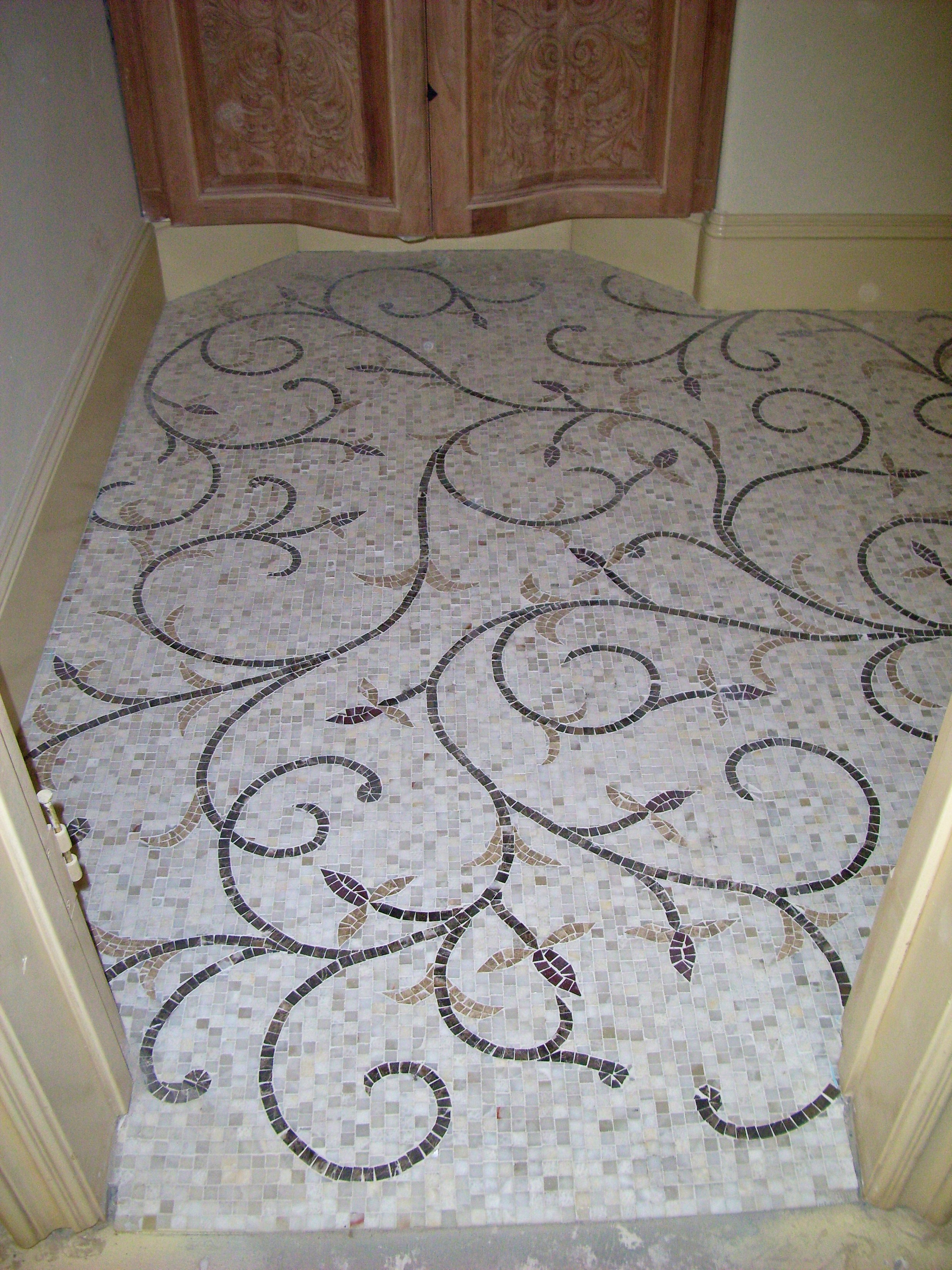 custom floor design, mosaic, floor