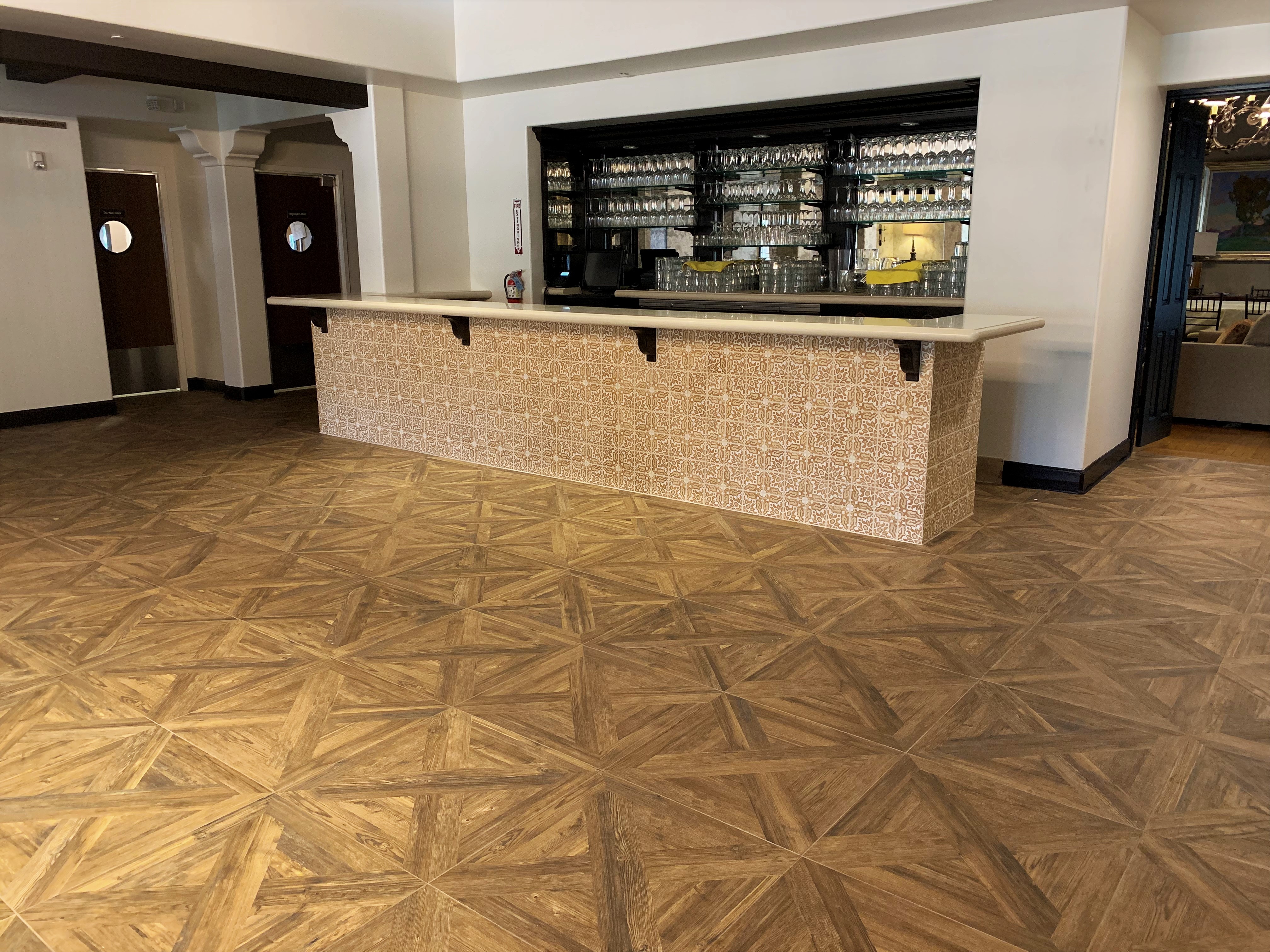 commercial work, tile, floor, bar, counter top, natural stone,