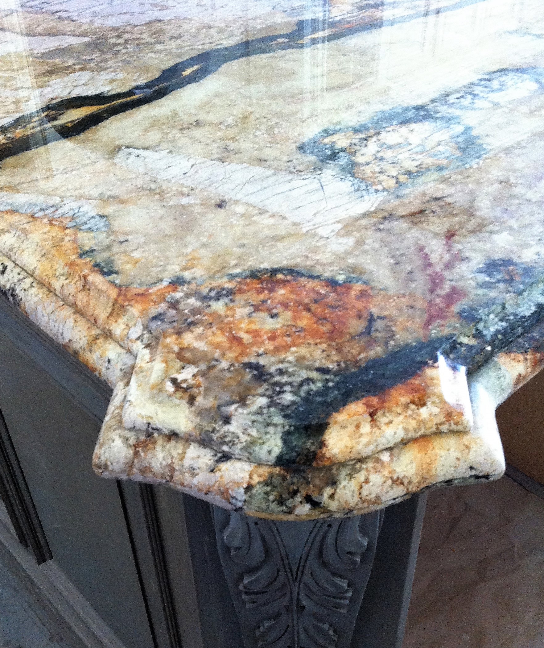 kitchen island edge detail. natural stone