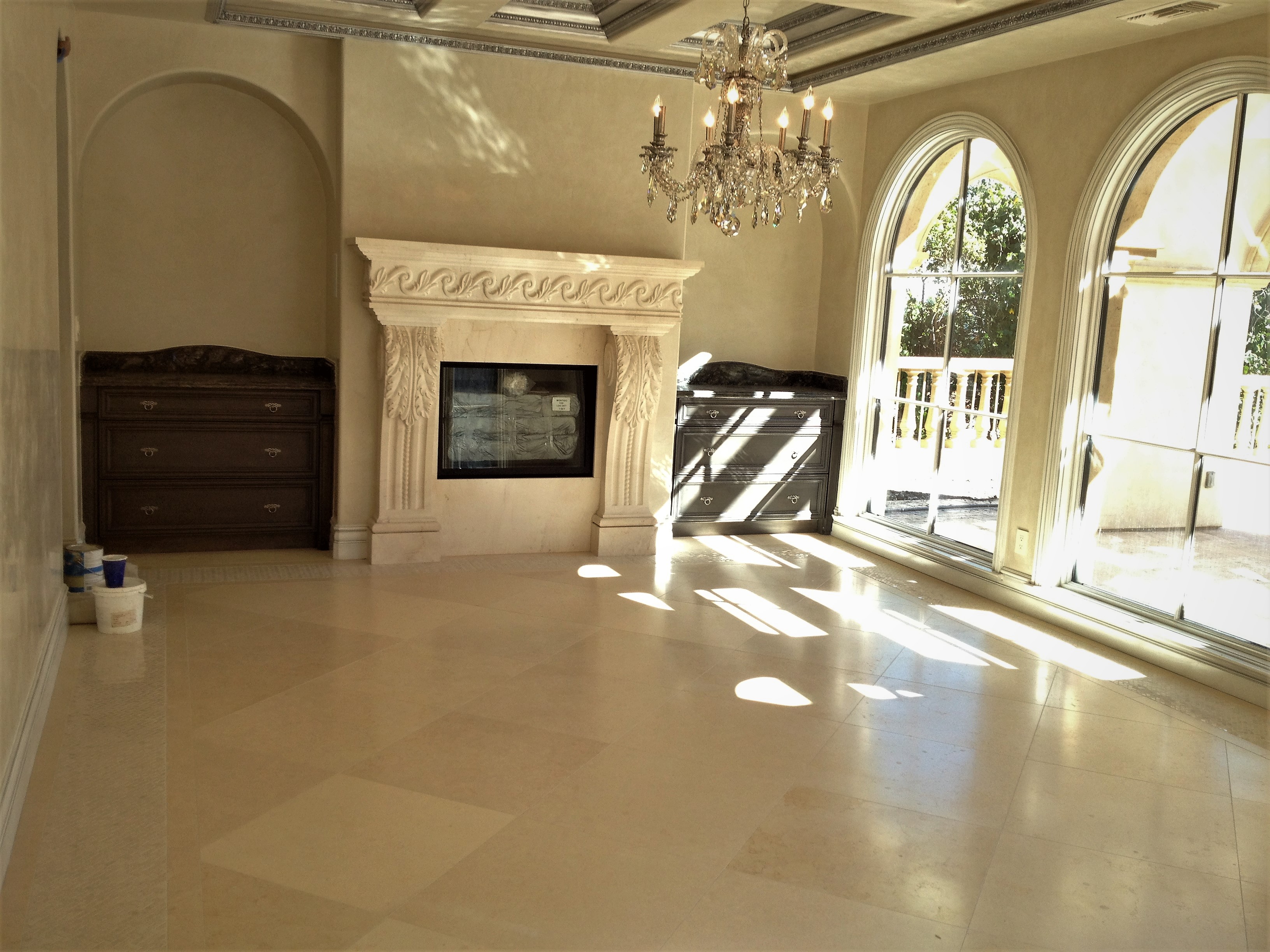 Fireplace, floor, natural stone, custom design