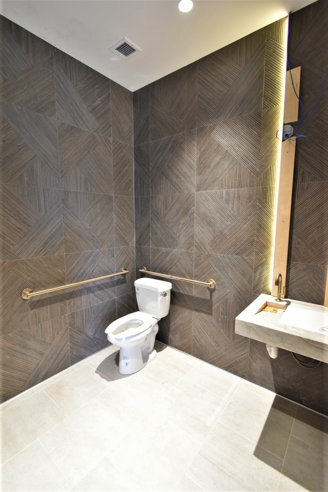 commercial work, bath, counter top, tile, floor, wall