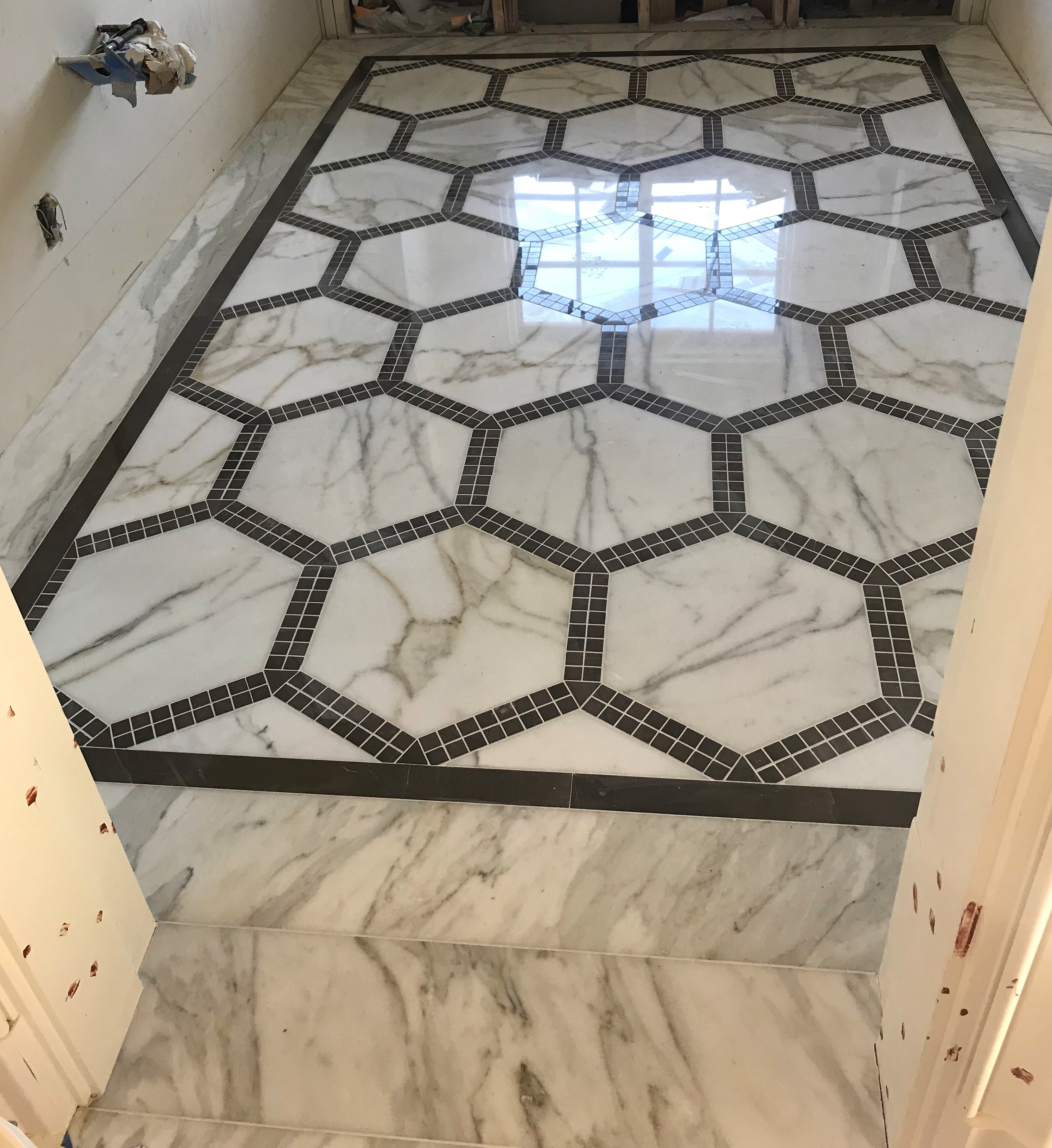 Natural stone floor design, mosaic