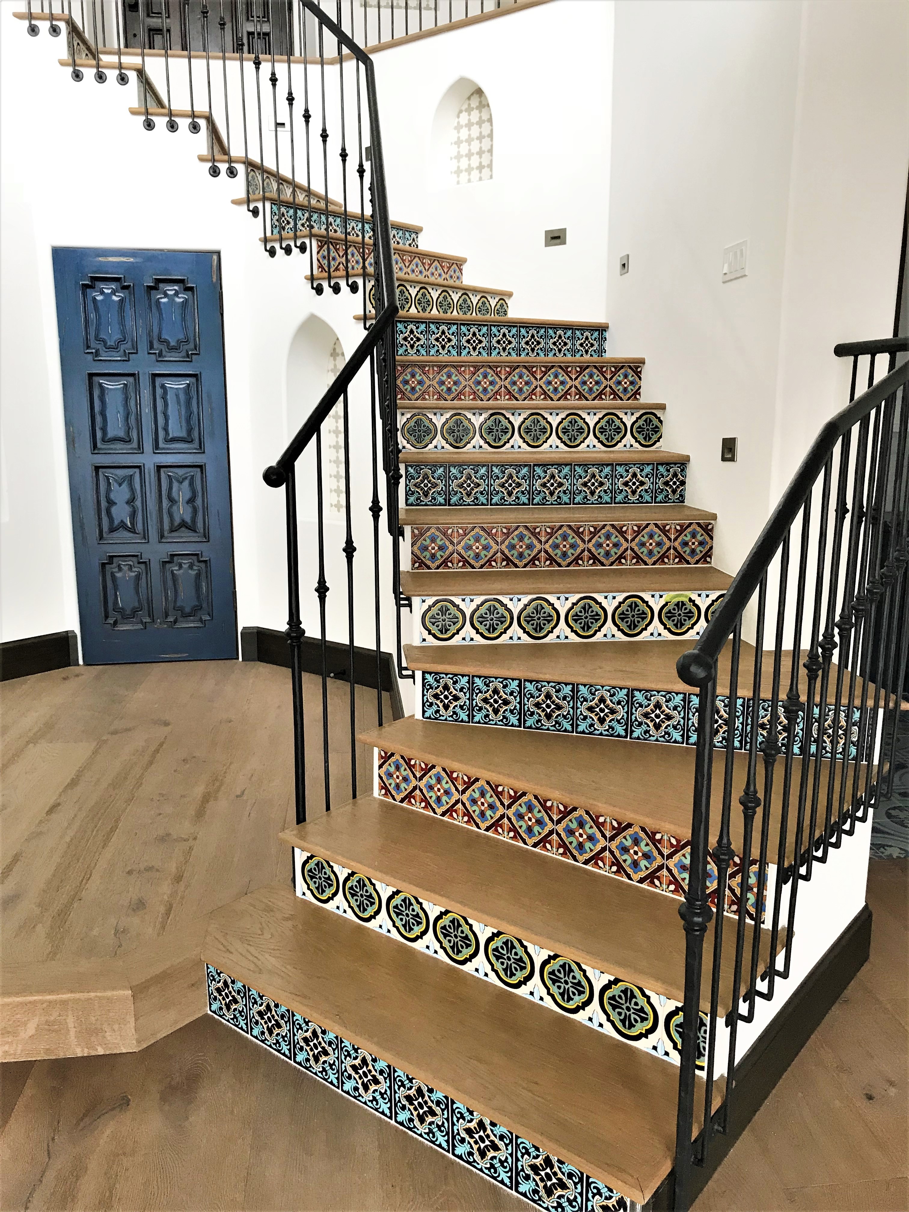 staircase, Spanish style tile stair face
